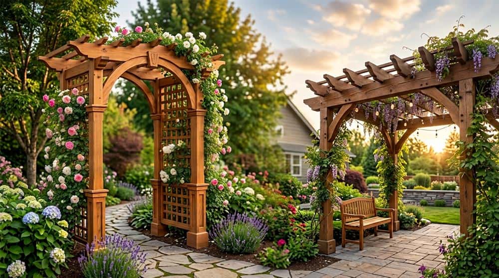 Custom arbor for backyard privacy